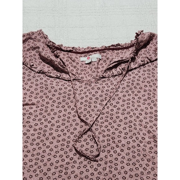 Boden Blouse Top Peasant Boho Ditsy Floral Ruffle Tassle-Tie Pink Size 18 V Neck - Picture 3 of 7